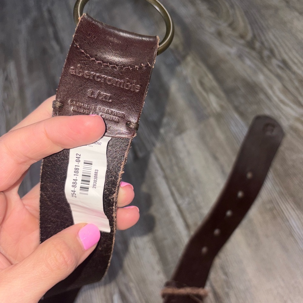 Abercrombie & Fitch Dark Brown Leather Double-Ring Belt - Picture 3 of 3